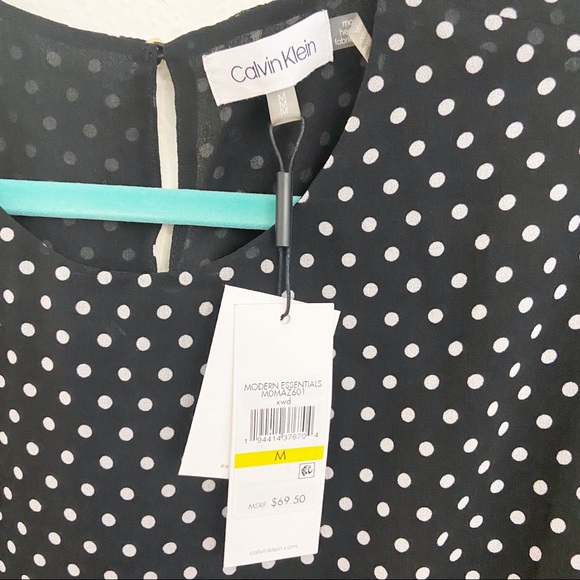 SOLDCalvin Klein Polka Dot Half Sleeve Crew Blouse - Picture 6 of 6